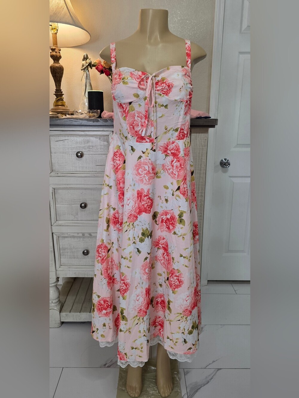 dELiA*s Pink Floral Lace-Trim Midi Dress - Picture 2 of 8